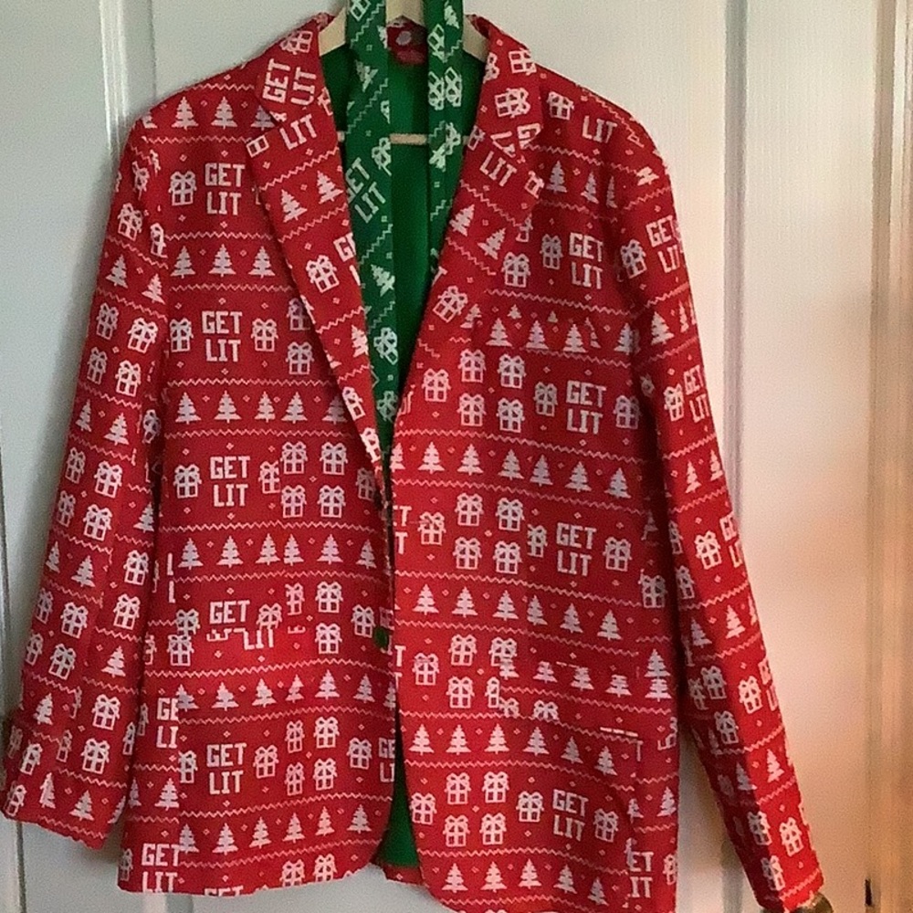 Christmas jacket and tie. Like new